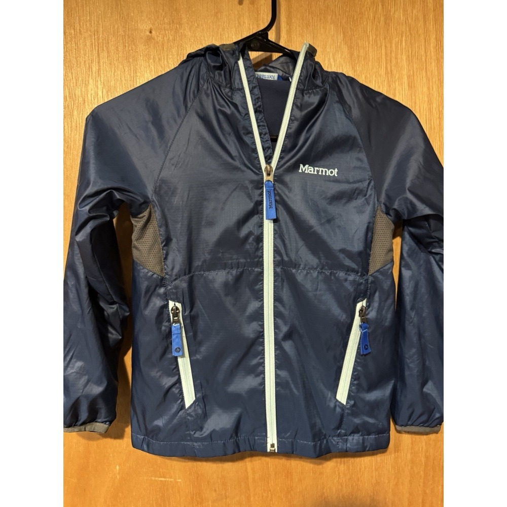 Marmot PreCip Boys' Lightweight Waterproof Rain Jacket, Navy, Small